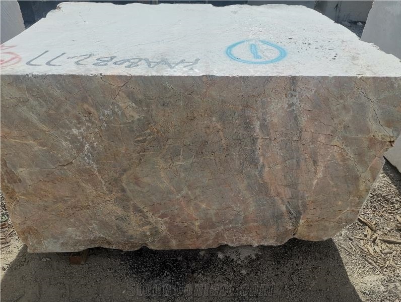 China Van Gogh Emperor Red Yellow Marble Rough Blocks