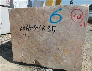 China Van Gogh Emperor Red Yellow Marble Rough Blocks