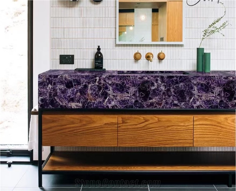 Amethyst Luxury Semiprecious Stone Slab, Purple Gemstone Slabs, Wall Big Panels