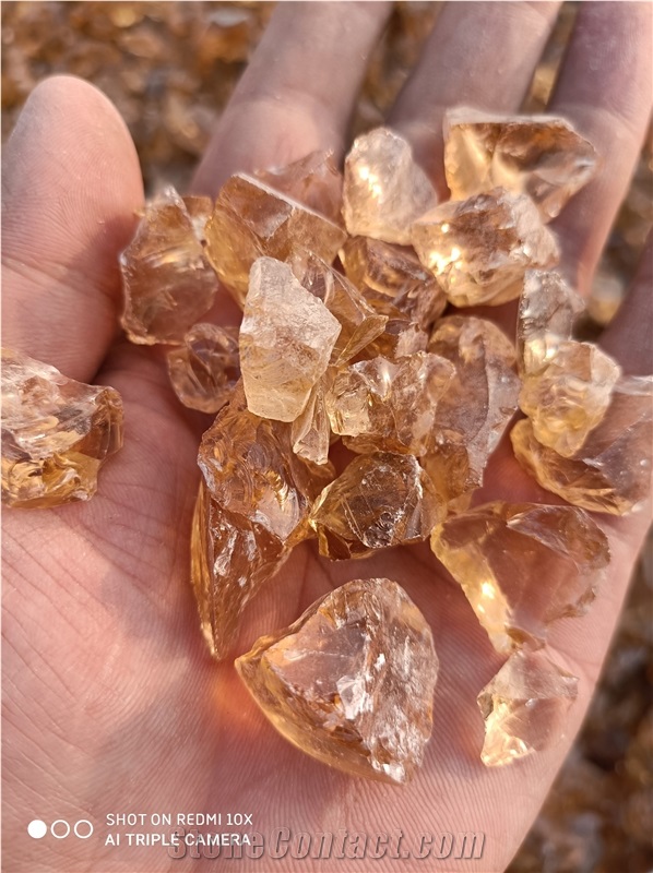 Amber Glass Rock Decorative Glass Rock Glass Chippings