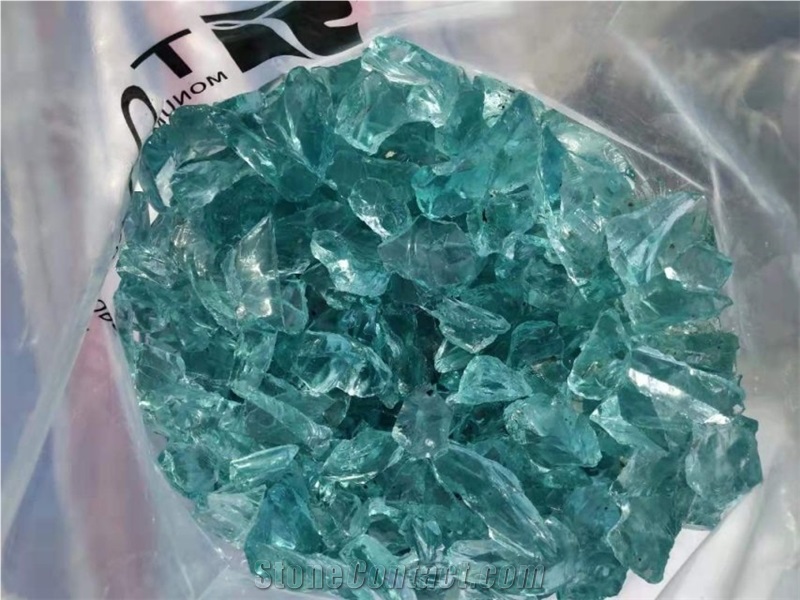 Light Blue Glass Chippings Garden Decorative Glass Rock