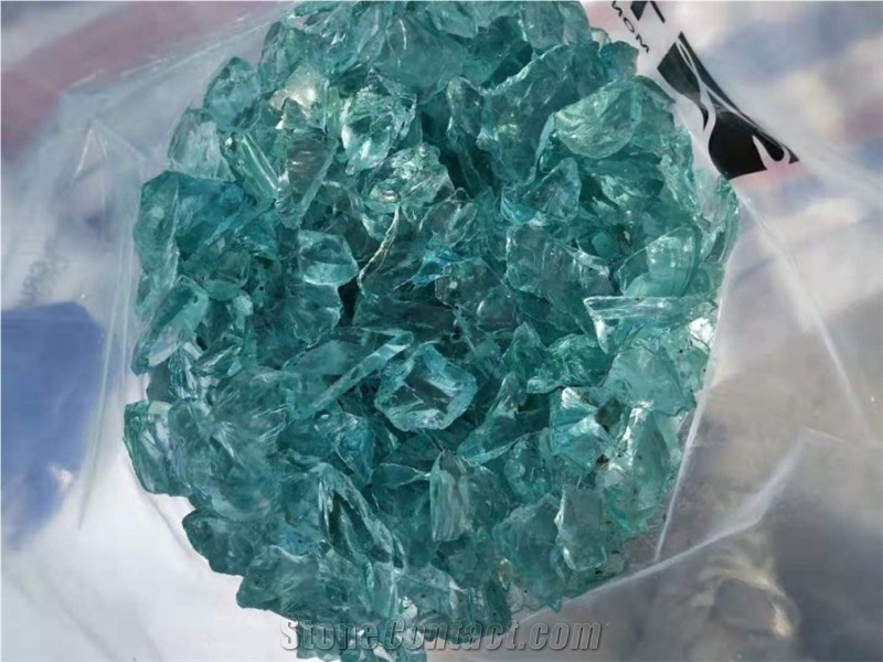 Light Blue Glass Chippings Garden Decorative Glass Rock