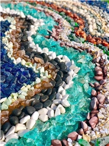 Light Blue Glass Chippings Garden Decorative Glass Rock