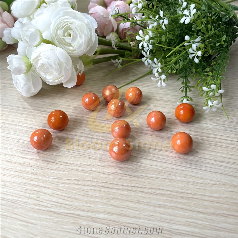 Orange Vase Filler Glass Marble Balls For Kids
