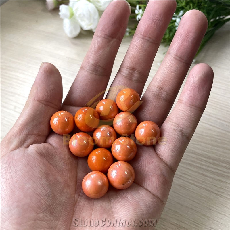 Orange Vase Filler Glass Marble Balls For Kids