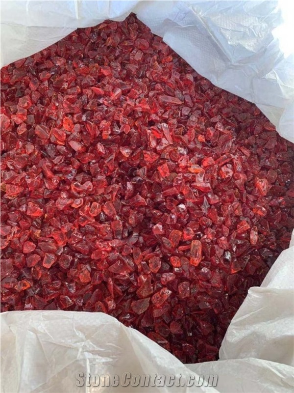 Red Glass Rock Decorative Glass Rock Glass Chippings