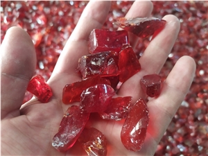 Red Glass Rock Decorative Glass Rock Glass Chippings