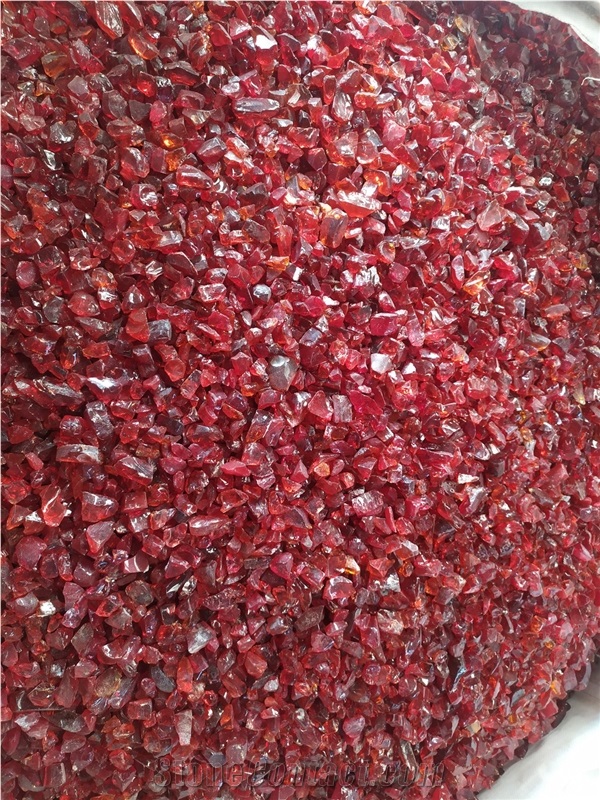 Red Glass Rock Decorative Glass Rock Glass Chippings