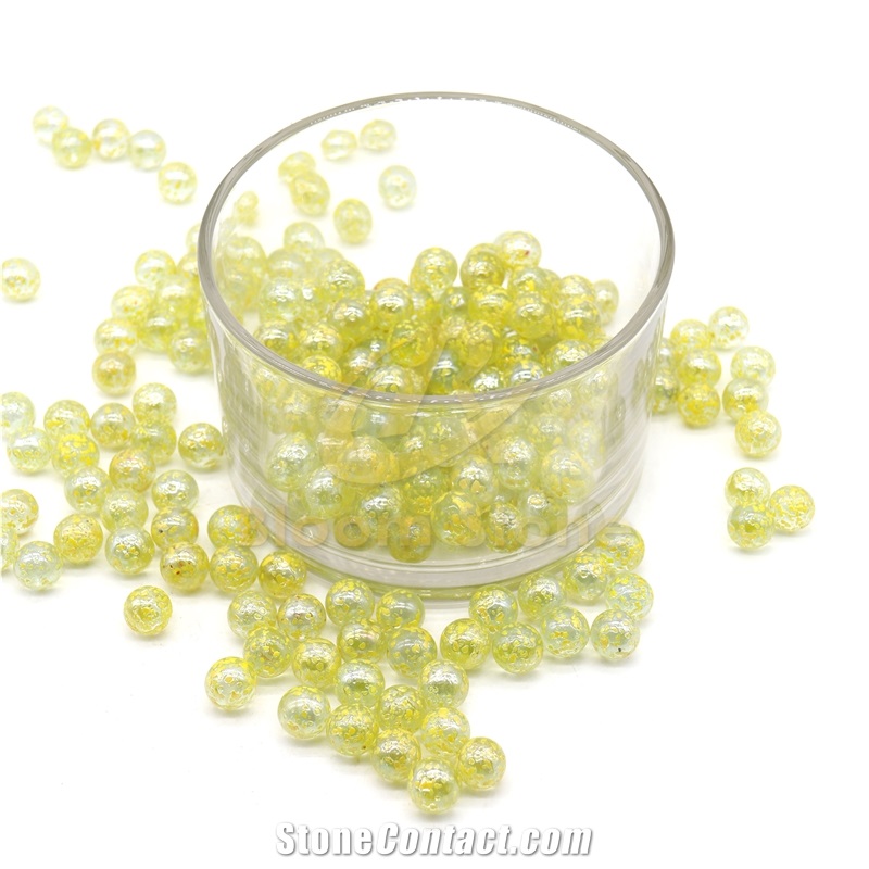 Yellow Textured Vase Glass Pebble Filler For Home Decor