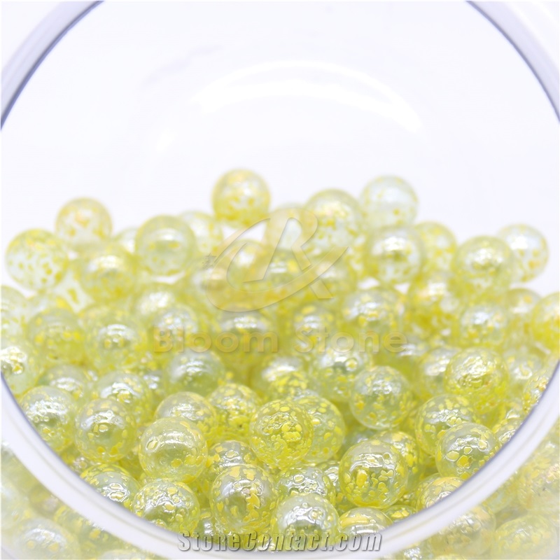 Yellow Textured Vase Glass Pebble Filler For Home Decor