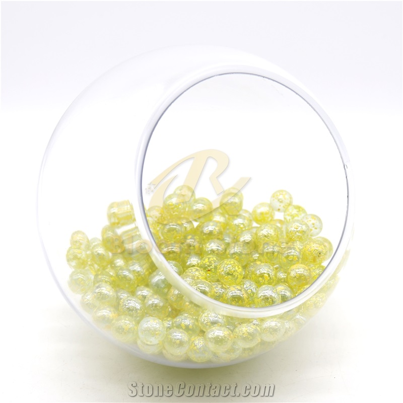 Yellow Textured Vase Glass Pebble Filler For Home Decor