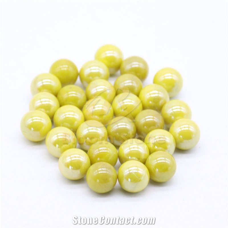 Yellow Vase Filler Glass Marble Balls For Kids