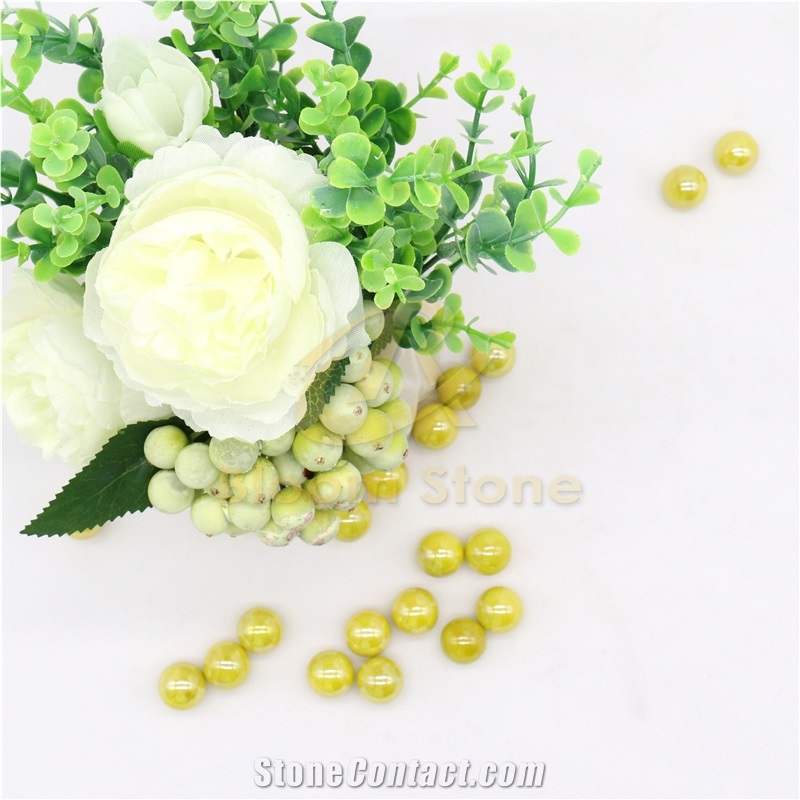 Yellow Vase Filler Glass Marble Balls For Kids
