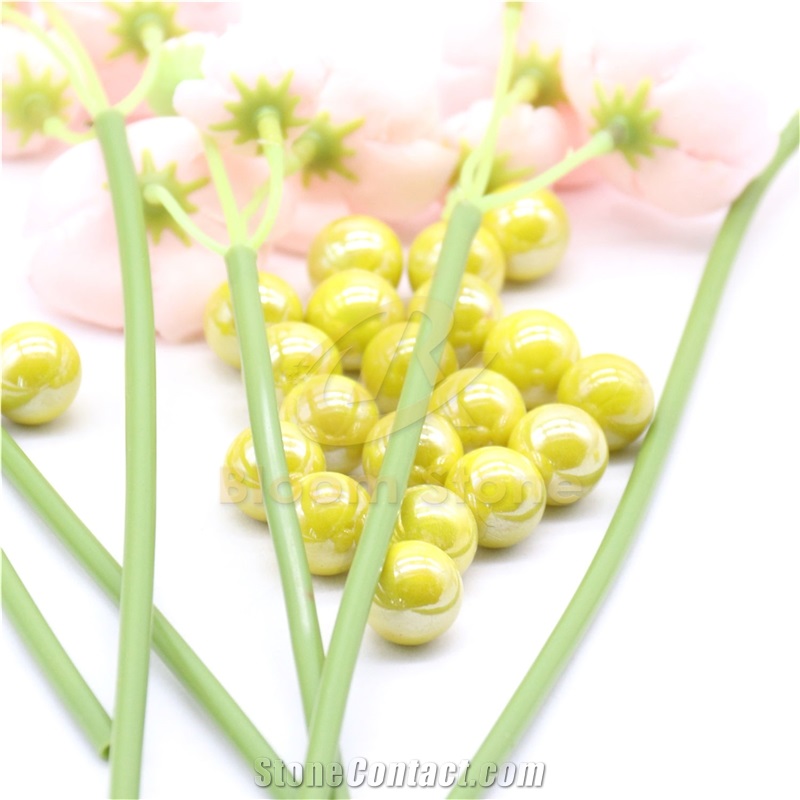 Yellow Vase Filler Glass Marble Balls For Kids
