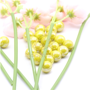 Yellow Vase Filler Glass Marble Balls For Kids