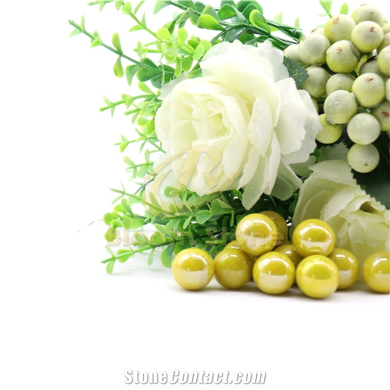 Yellow Vase Filler Glass Marble Balls For Kids