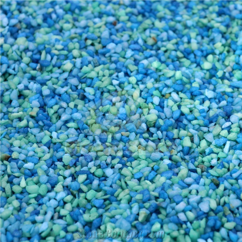 Crushed Caribbean Blue Coloured Gravels For Fish Tank