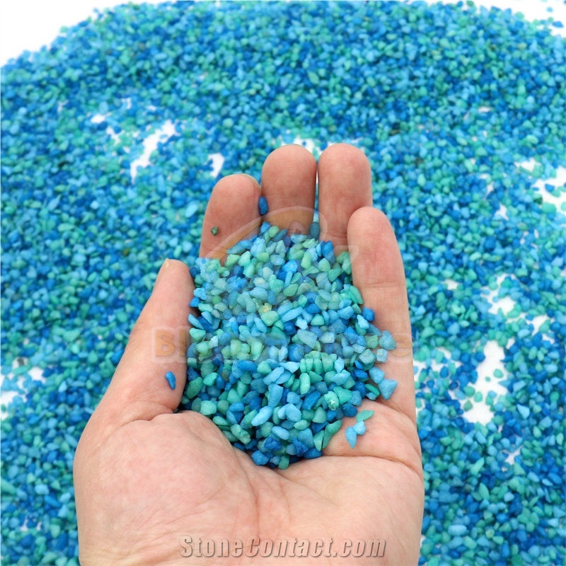 Crushed Caribbean Blue Coloured Gravels For Fish Tank