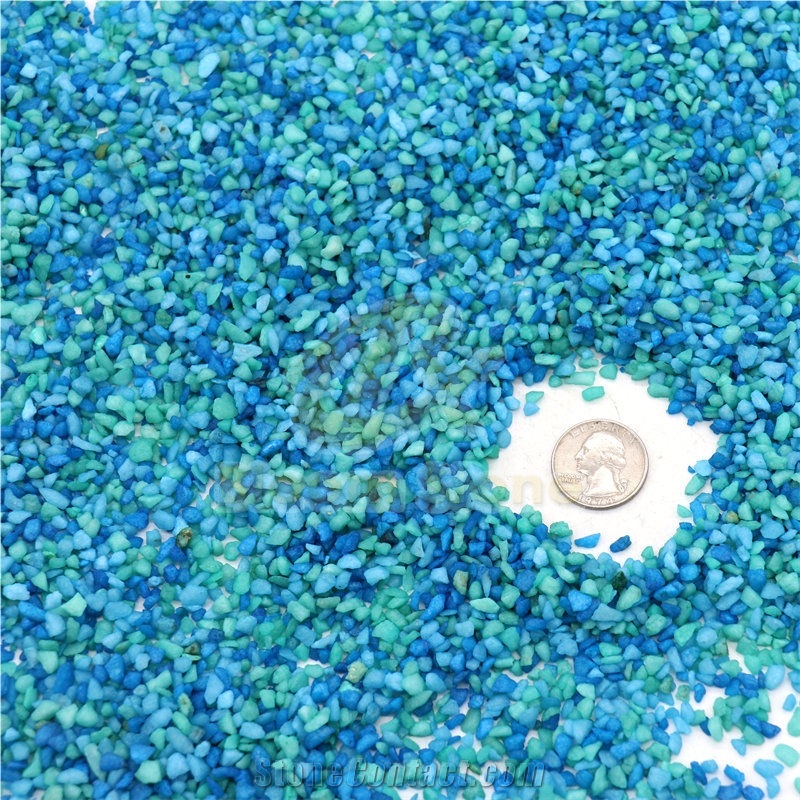Crushed Caribbean Blue Coloured Gravels For Fish Tank