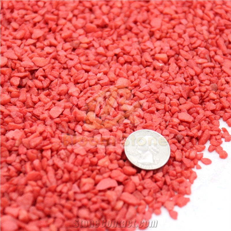 Crushed Raspberry Red Colored Gravels Aquarium Stone