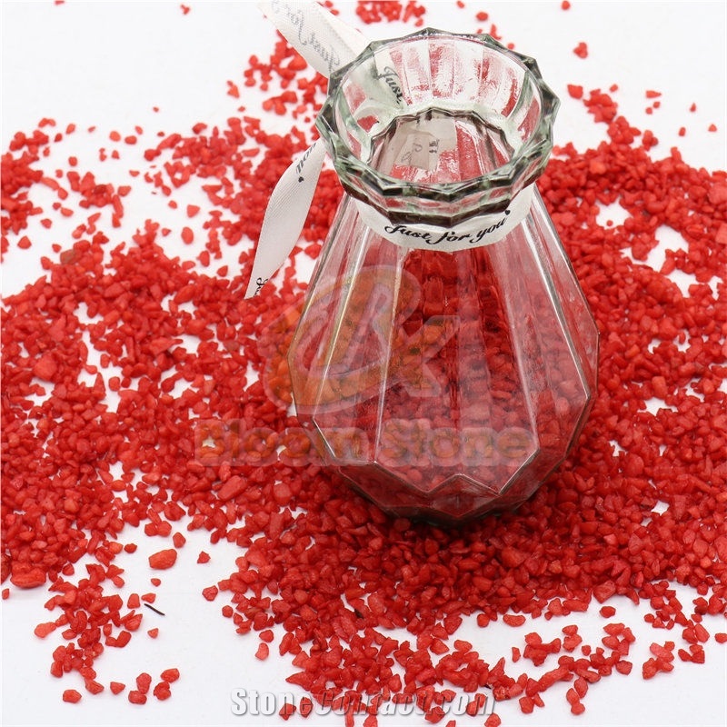Crushed Raspberry Red Colored Gravels Aquarium Stone