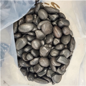 No Fade Black Polished River Pebbles For Landscaping