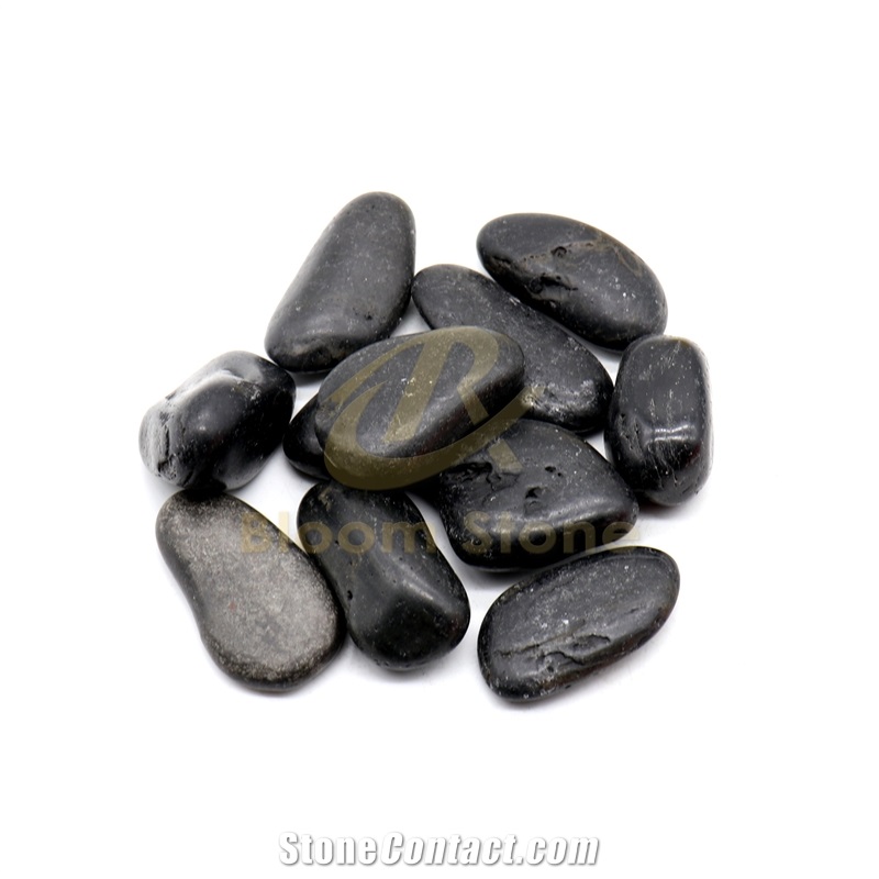 No Fade Black Polished River Pebbles For Landscaping