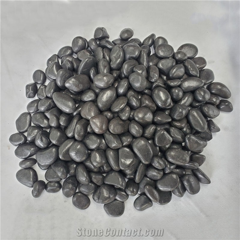 No Fade Black River Stone For Garden