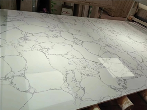 Carrara White Artificial Marble Slabs, Quartz Stone Slabs