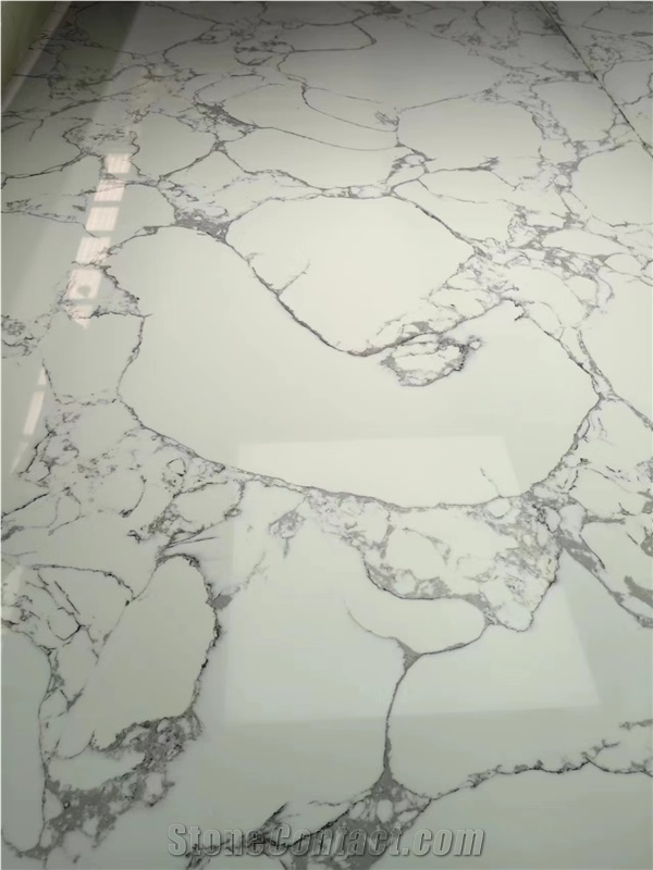 Carrara White Artificial Marble Slabs, Quartz Stone Slabs