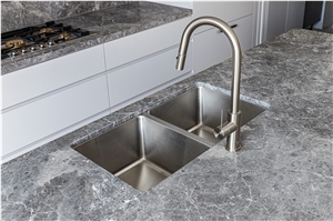 Storm Grey Emperador Marble Kitchen Countertop