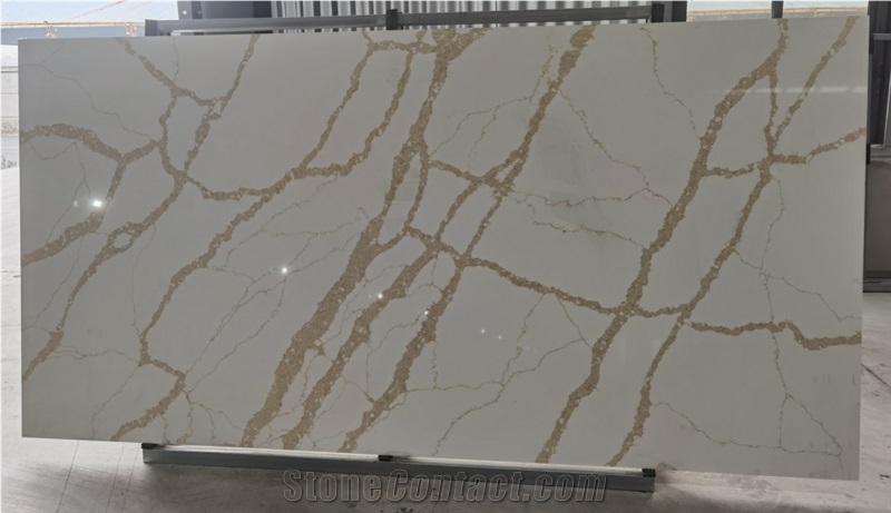 Artiffical Calacatta White Golden Design Quartz Stone