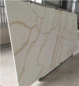 Artiffical Calacatta White Golden Design Quartz Stone