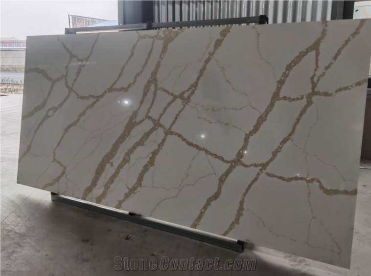 Artiffical Calacatta White Golden Design Quartz Stone