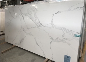 Artificial Quartz Calacatta Clear Veins For Walling Project Slabs