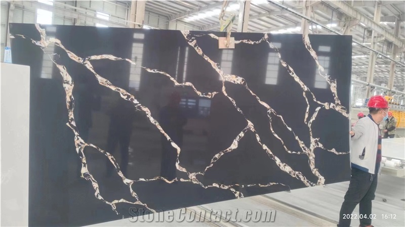 Calacatta Black Quartz Stone Slab Hot Selling