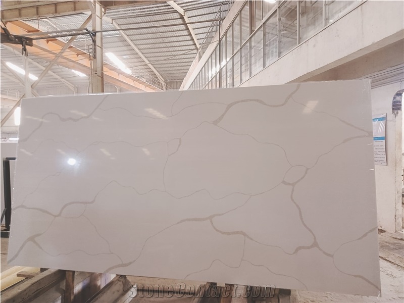 Calacatta Series White Quartz, Polished Slabs ZD-9504