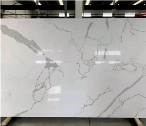Calacatta White Quartz Stone 20Mm Thick Slabs