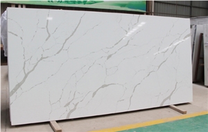 Calacatta White Quartz Stone 20Mm Thick Slabs