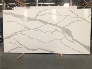 Dark Calacatta Vein Quartz Stone Slab AMG9043