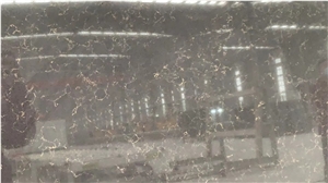Fine Golden Pattern Quartz Slab Black Background