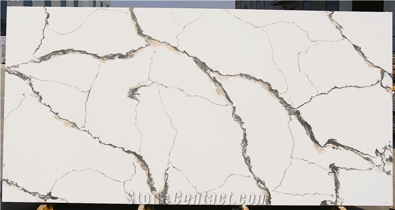 New Calacatta Series Quartz Stone With Grey Roots