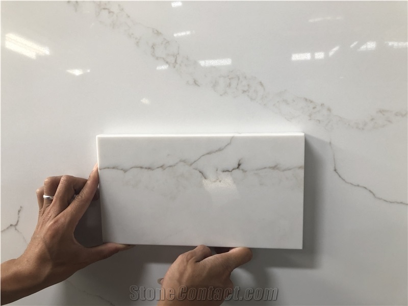 Retro Melodious Vein Calacatta Quartz Slab