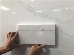 Retro Melodious Vein Calacatta Quartz Slab