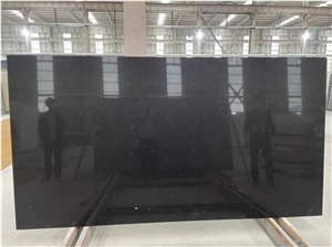 Small Golden Pattern Quartz Stone Slab Black Background