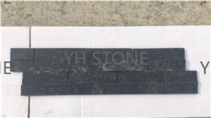 Black Natural Quartz Stacked Stone Veneer Wall Panels