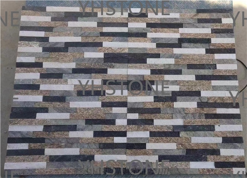 Mixed Natural Quartz Stacked Stone Veneer Wall Panels