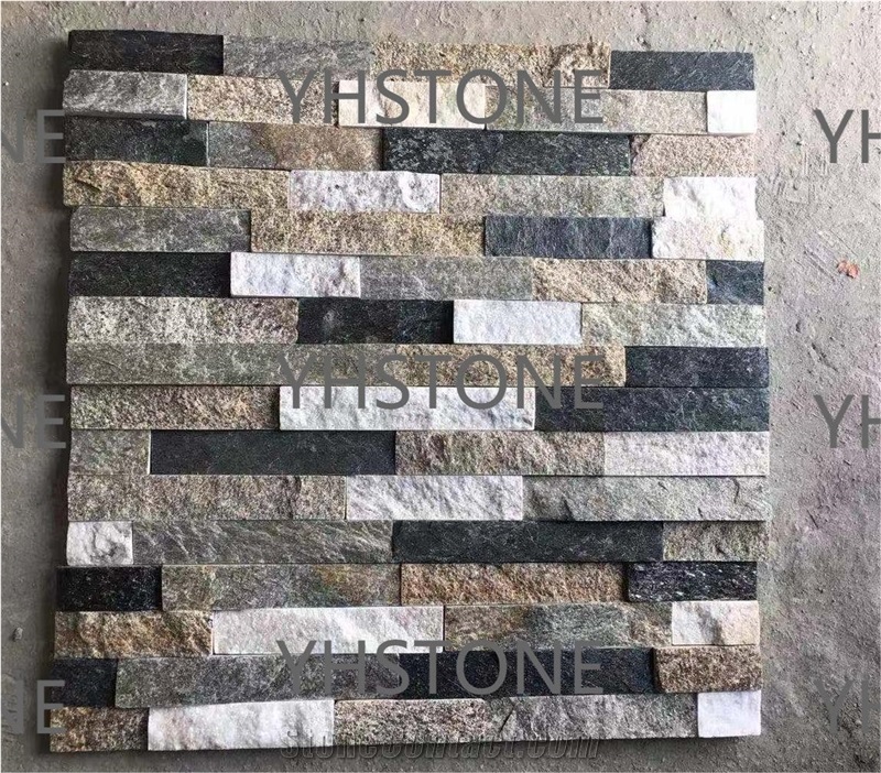 Mixed Natural Quartz Stacked Stone Veneer Wall Panels