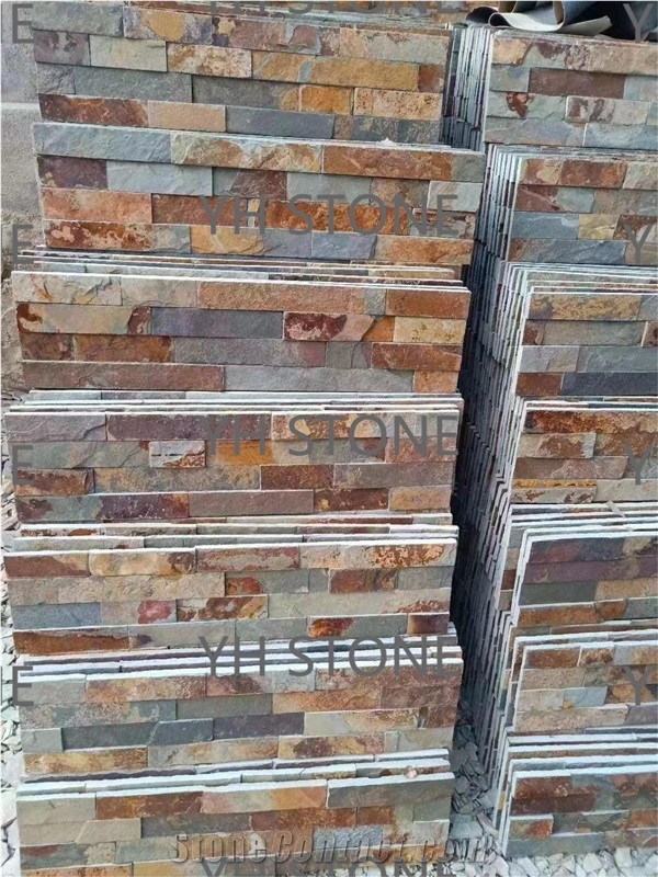Rusty Natural Slate Stacked Stone Veneer Wall Panels
