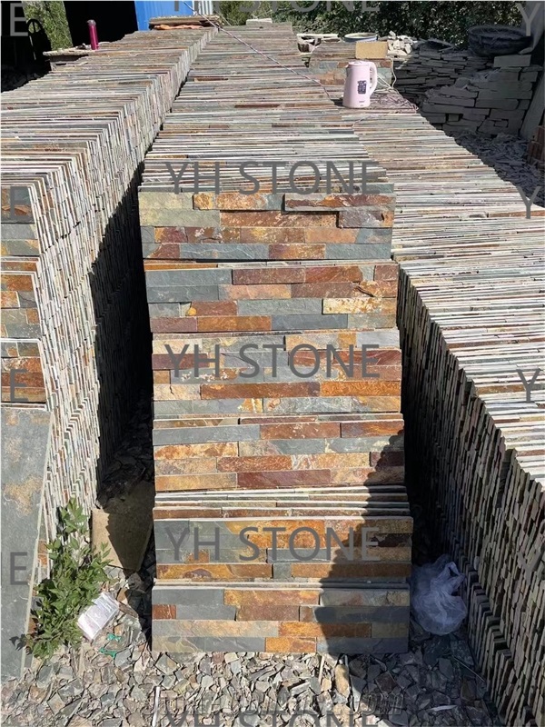 Rusty Natural Slate Stacked Stone Veneer Wall Panels